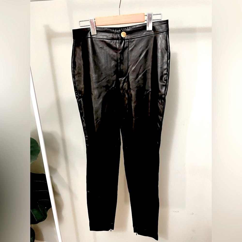 Michael Kors Black Leather Skinny Pants Size 6